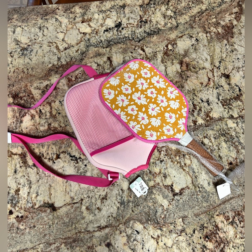NWT Floral Pickleball Paddle with Pink Case